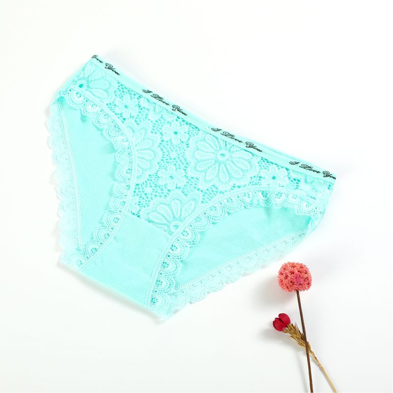 Pack of 1 - Floral Lace Ladies Panties Transparent Hollow Out Women's Underwear Soft Cotton Girls Lingeries