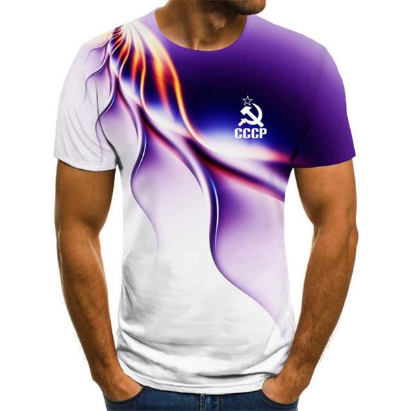New Men's T-shirt Summer CCCP Russia T-shirt Male Soviet Union Soviet Men's Short Sleeve T-shirt Moscow Men Tees O Neck Top XXS-