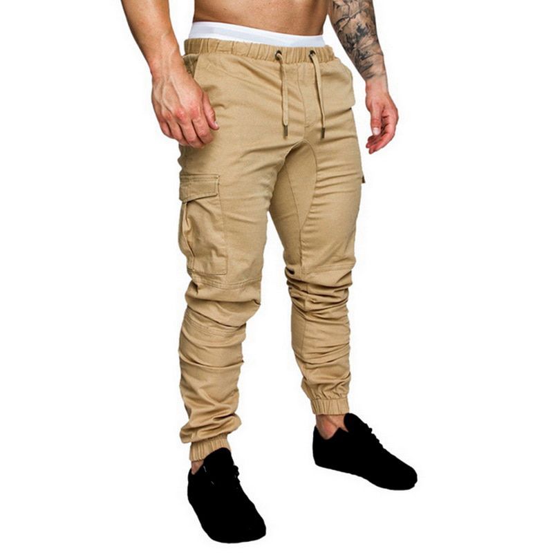 New Casual Joggers Pants Solid Color Men Cotton Elastic Long Trousers Pantalon Homme Military Cargo Pants Leggings