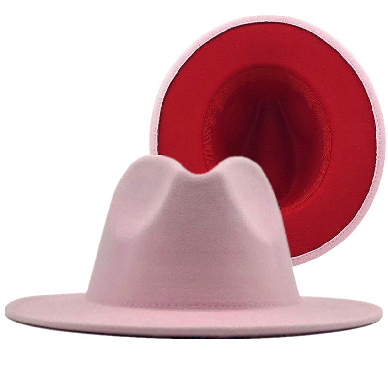 New Mixed Colors Patchwork Wool Felt Jazz Fedora Hat Women Uni Wide Brim Panama Party Trilby Cowboy Cap Men Gentleman Hat