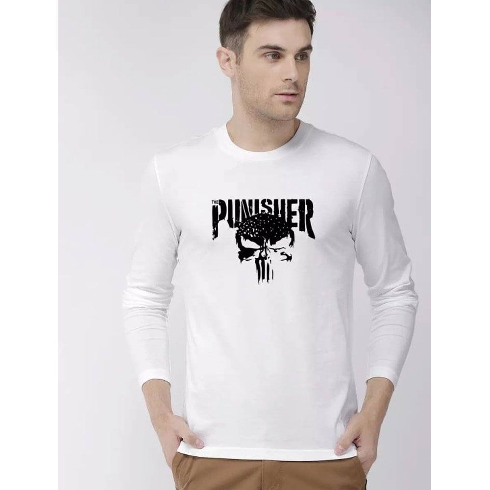 white color stylist printed  Long Sleeve T-Shirt for Men 2021 collection