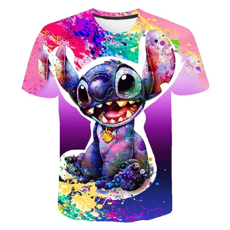 Summer 3d Printed Men's T-shirt Anime Stitch Casual Kids Cool Fashion Short Sleeve Boys Girls Kids Funny Cartoon Tops