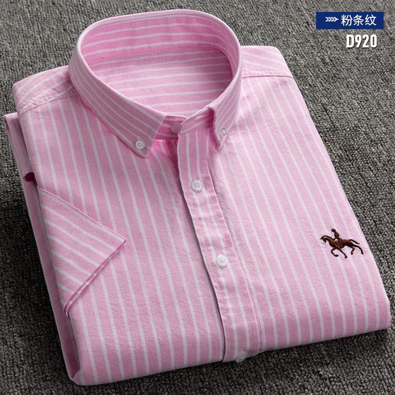 Summer Oxford Cotton Men Shirt Short Sleeve White social Shirt Casual Solid Formal Comfort Button-down Official work Dress shirt