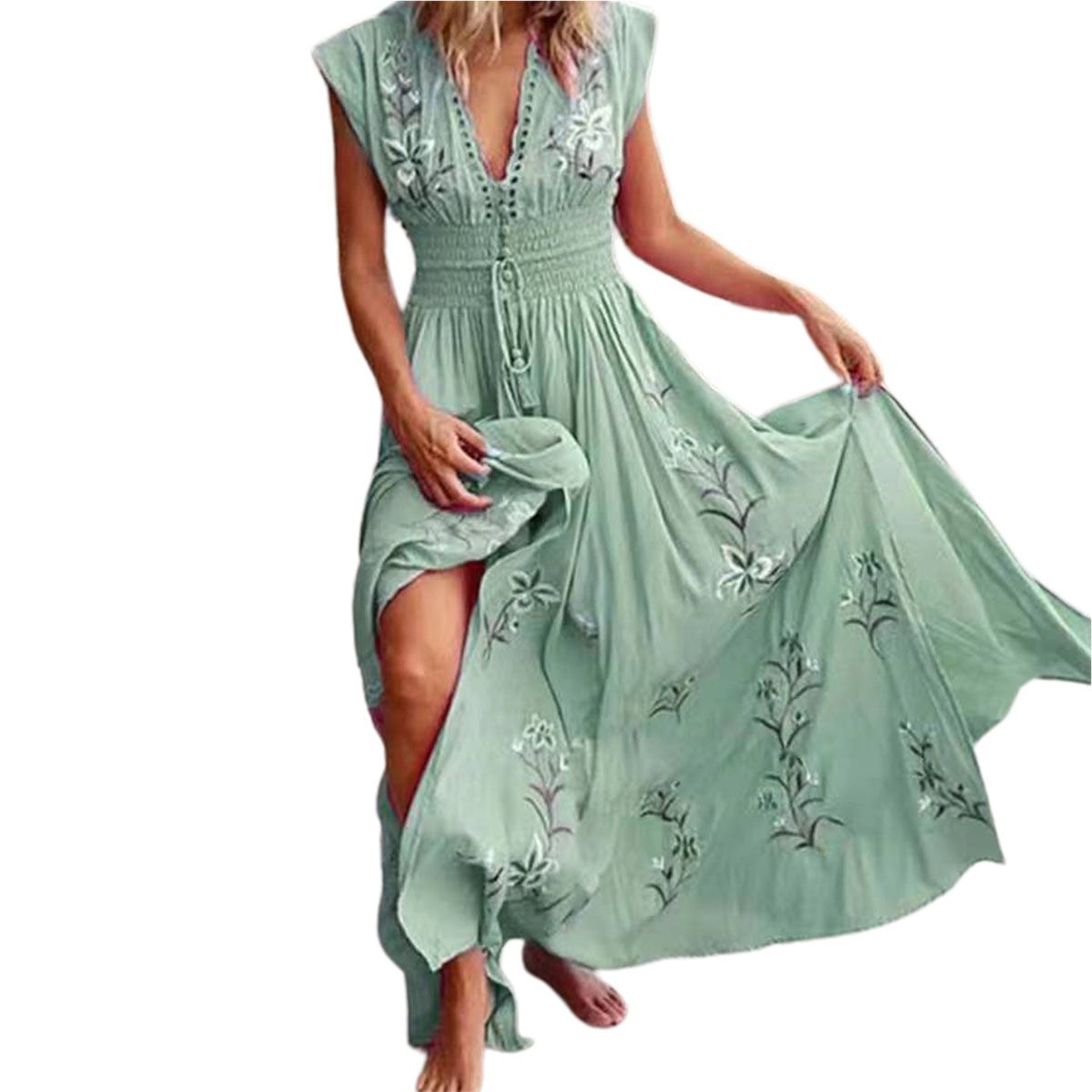 Women Dress Sleeveless Vintage Long Dress