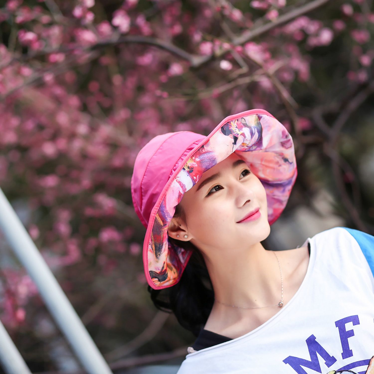 Loldeal Korean Foldable Sun Hat Sun Protection Double-Sided Floral Cloth Hat Broad-Brimmed Hat Seaside Beach Sun Hat Topless Hat