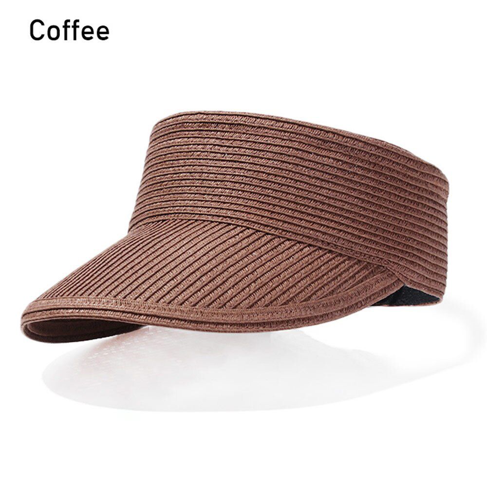 New Empty Top Suncap Women Summer Outdoor Beach Hat Portable Foldable Roll-up Wide Brim Sun Hat Fashion Casual Straw Cap Visors