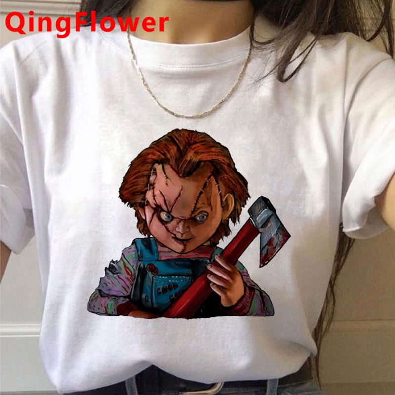 Horror Chucky Harajuku Graphic Tshirt Women Anime Ullznag Funny Cartoon T-shirt Casual Streetwear T Shirt Graphic Top Tee Female