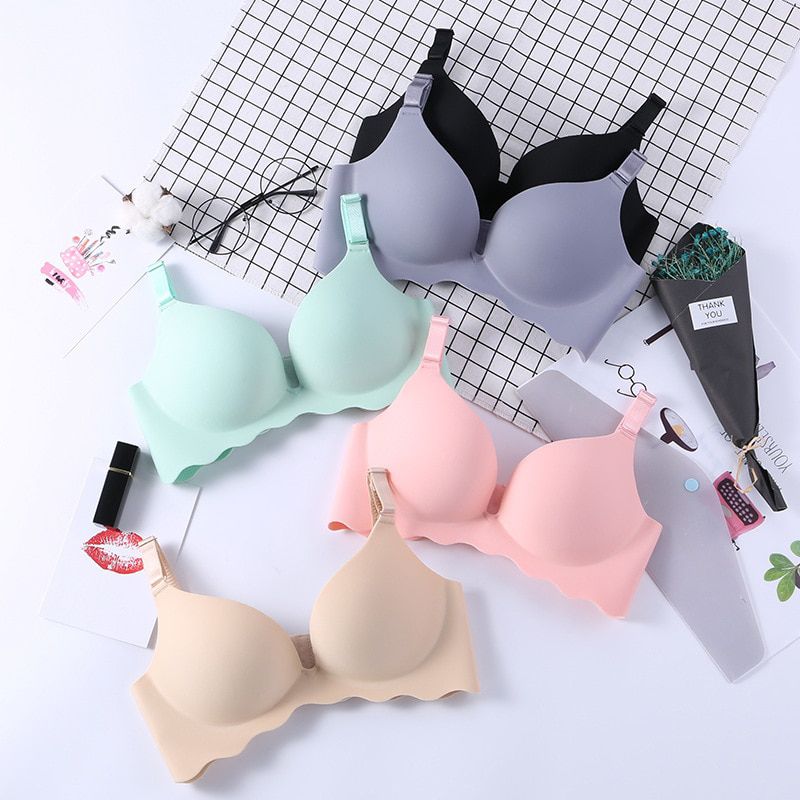 Women Bra 3/4 Cup Push Up Bra For Women Adjusted-straps Seamless Bra Wire Free Solid Bralette