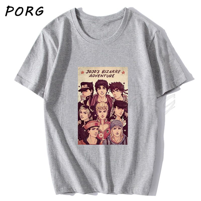 Jojos Bizarre Adventure Vintage Men Manga T-shirt Harajuku Streetwear Cotton Camisetas Hombre Men Vaporwave Japan Anime Shirt