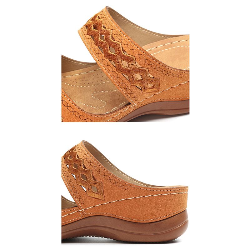 Retro Sandal Women Large Size Fish Mouth Thick Bottom Wedge Sandals Ladies Casual Slippers