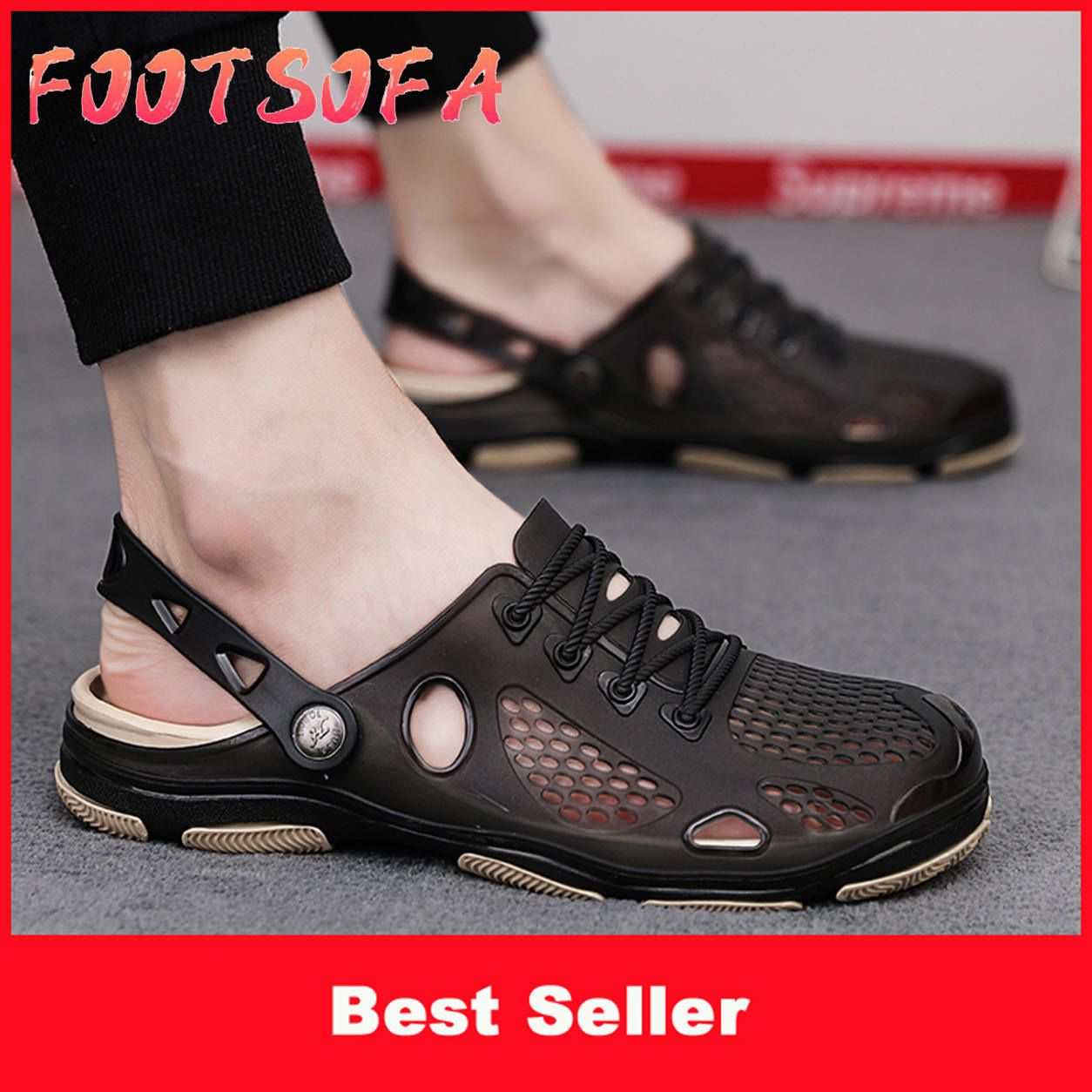 Summer New Tide Brand Men's Shoes Korean Slippers for men Flat Slip Non-slip Sandals for men