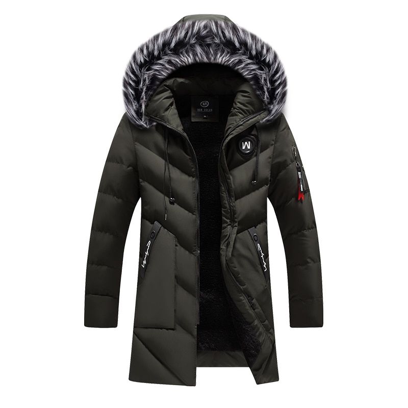Winter Men Jackets Warm Thick Multi-pocket Hooded Parkas Coats Mens Casual Fleece Collar Windbreaker Padded Overcoat Solid