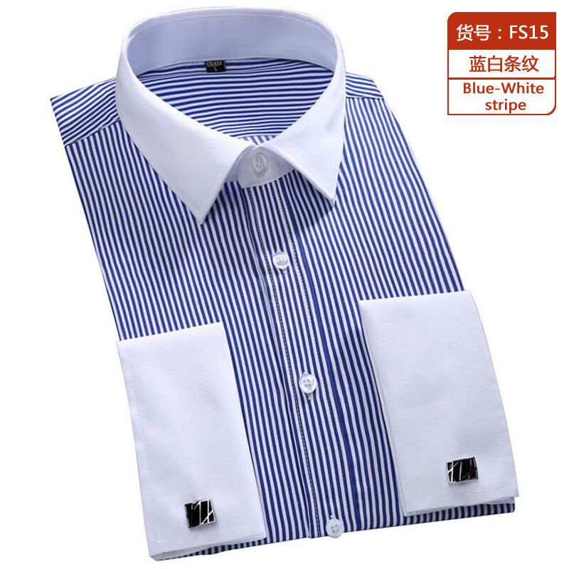 M~6XL Men's French Cuff Dress Shirt 2021 New White Long Sleeve Formal Business Buttons Male Shirts Regular Fit Cufflinks Shirt