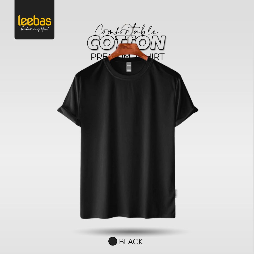 Leebas Men'S Premium Blank T-Shirt - Black - Genji - T Shirt For Man - T Shirt For Man - T Shirt For Man