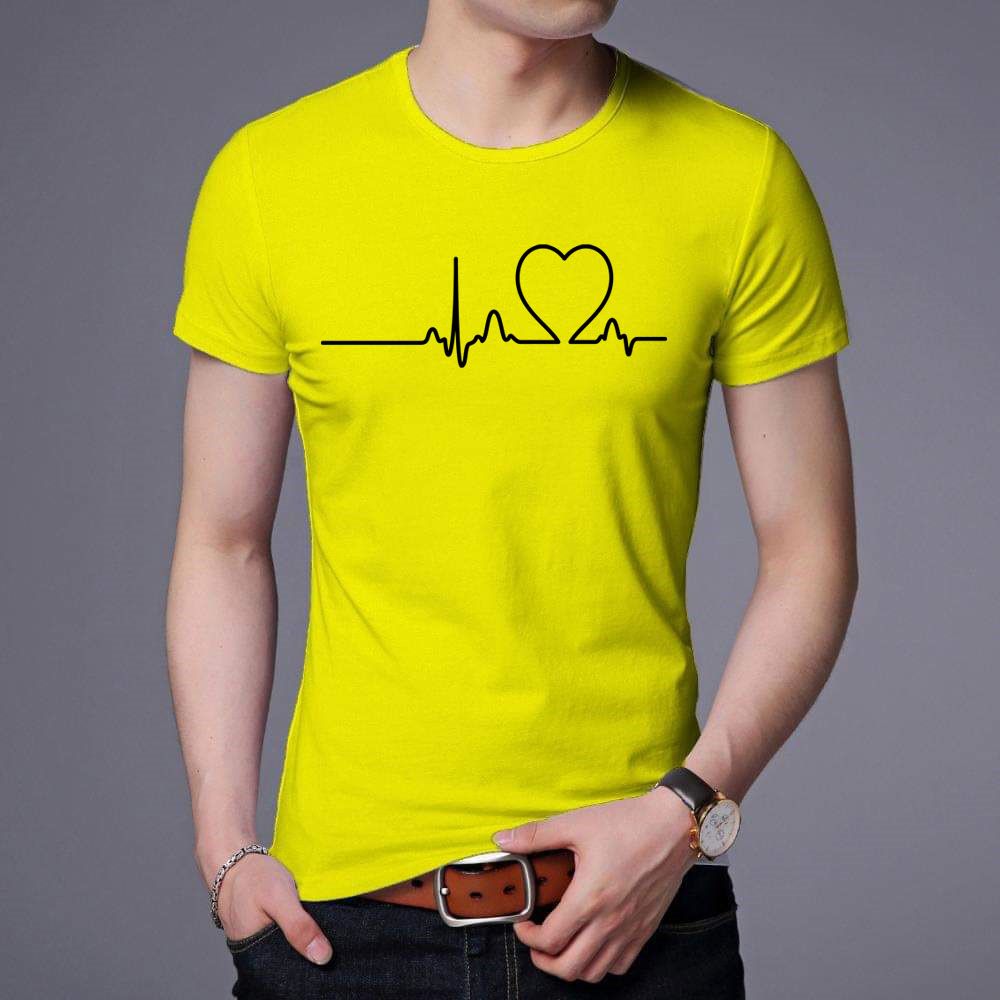 100% Cotton New Heart Beat Half Sleeve T-Shirt For Men'S - T Shirt For Man - T Shirt For Man - T Shirt For Man