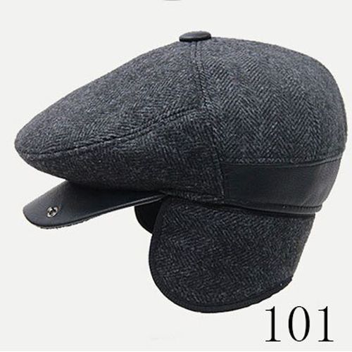 2020Brand Winter Woolen Ear Elderly Dad Men Thick Warm Hat Classic Design Visor Cap Snapback High Quality The Aged