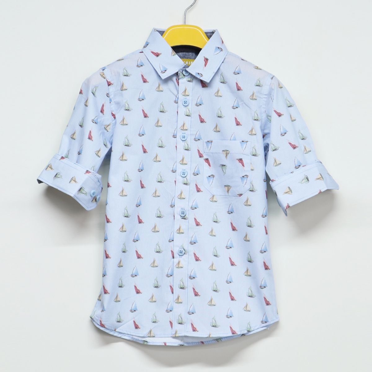 Printed Light Sky Color Kids Shirt Full (Boy)
