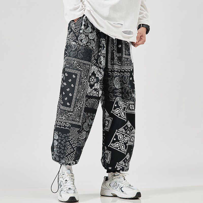 New Trend Print European Style Casual Pants Chinese Style Loose Japanese Ankle-Length Pants Jogger Trousers Size
