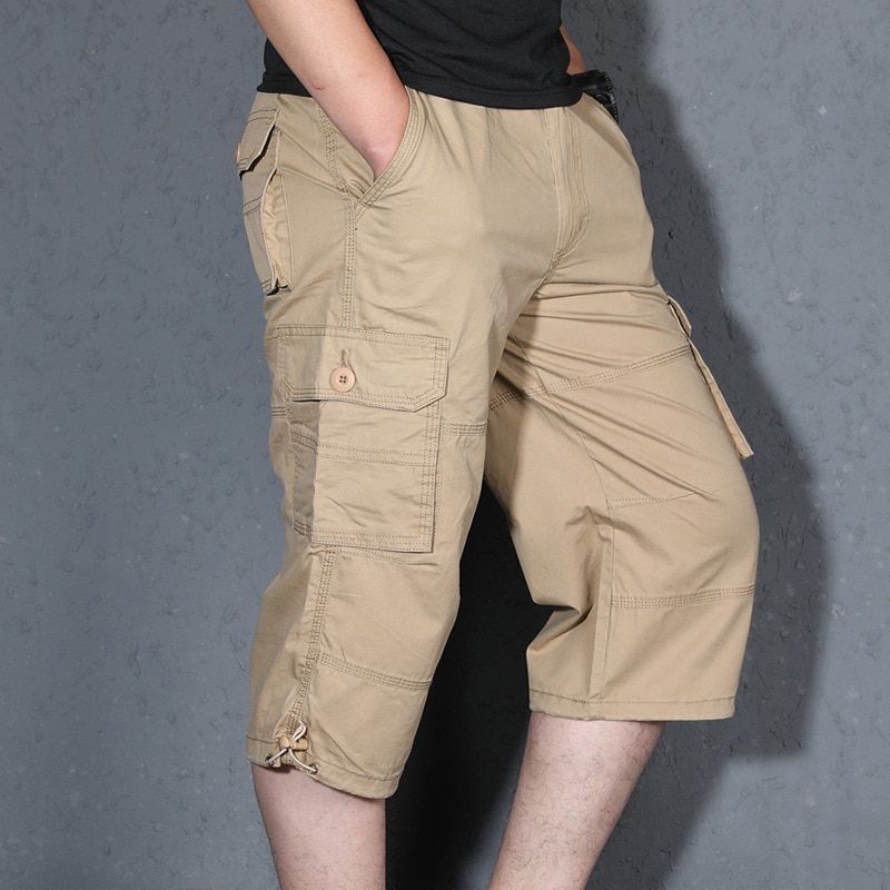 Summer Men Cargo Pants 3/4 Length Casual Workout Pants Cargo Short Pants Multickets Pants Dropshipping