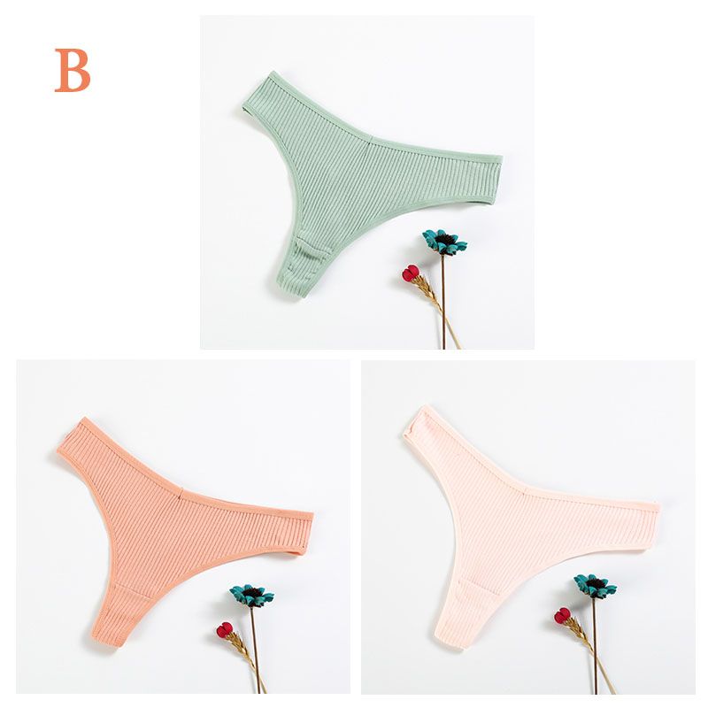 Pack Of 3- Pure Cotton Temptation V Female T-back 8 colors Available Girls Underwear Fashion Solid Color T Pants Ladies