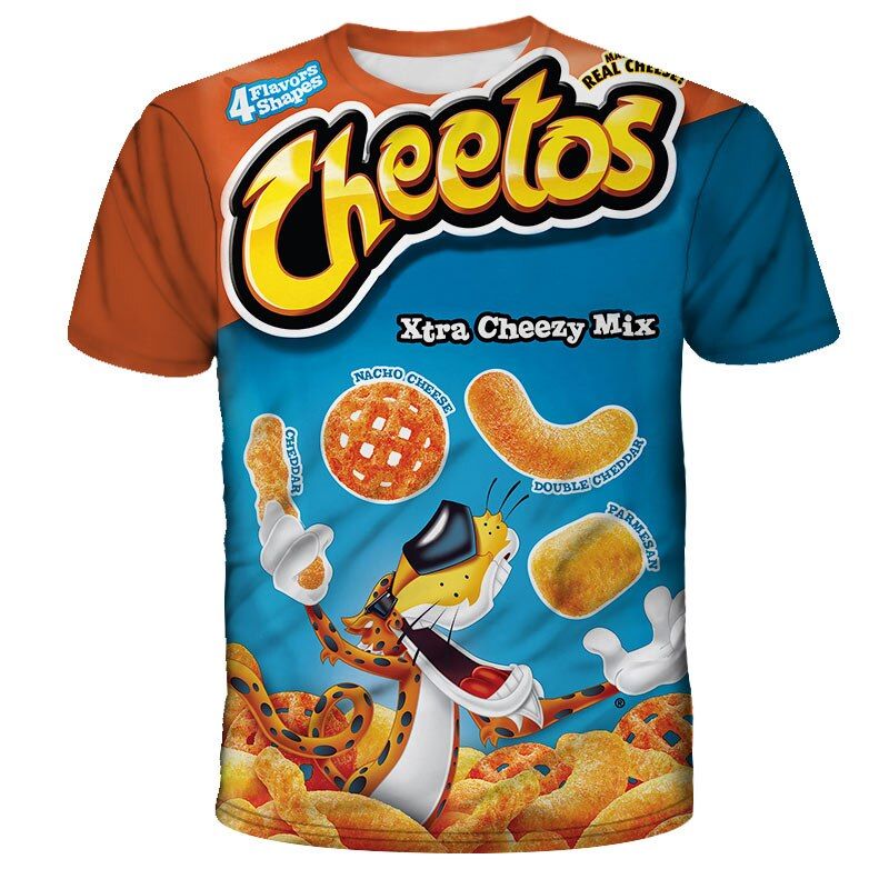 T-shirt for Men  Hop Fashion 3d Burger fries fast food loose Uni Summer Tops Tees oversized t shirt