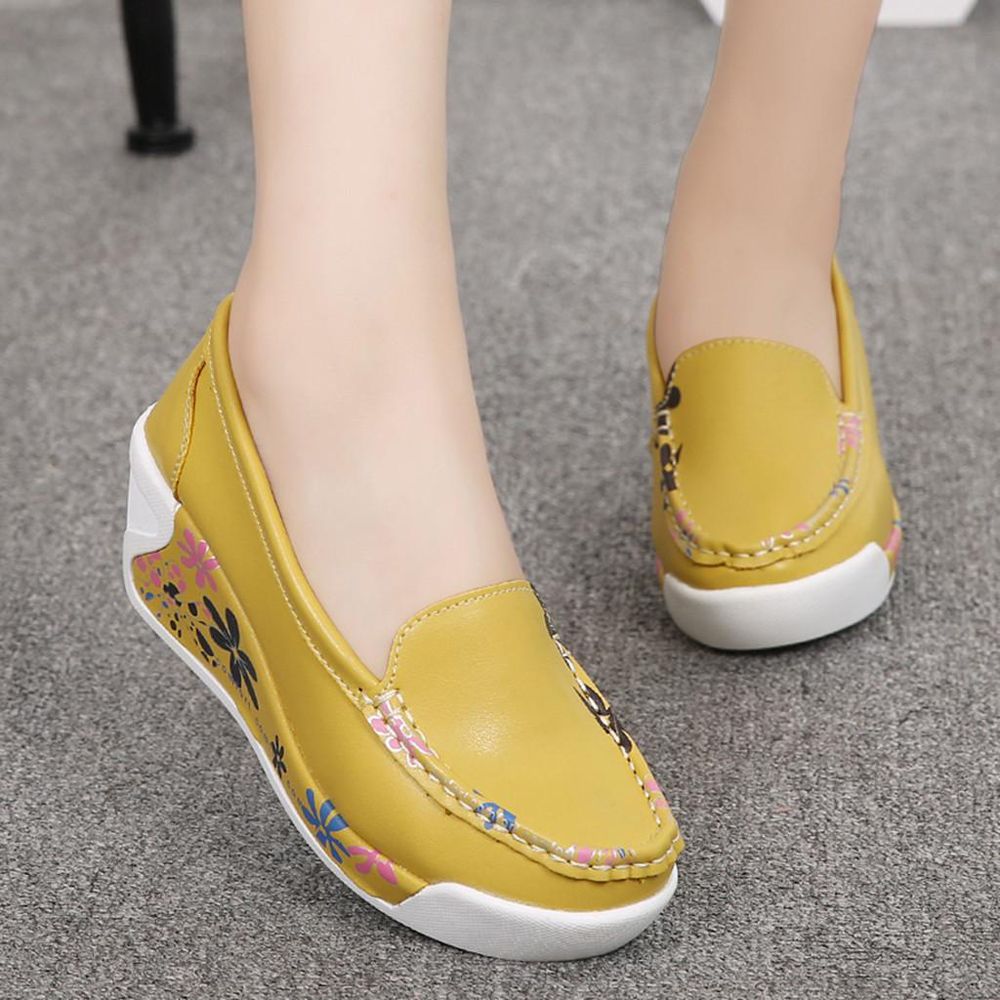 SHOES   wedge sandals for women  korea WEDGE SANDALSWomen's Fashion Casual Flower Slip On Wedges Thick Bottom Platforms Work Shoes