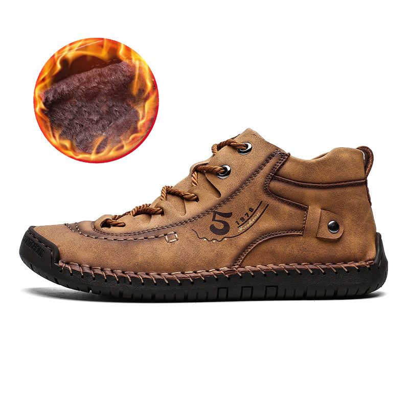Valstone Spring autumn Men sneakers Medium-cut boots Male Vintage Leather handmade shoes sneakers XL size 48 Retro Frosty boots