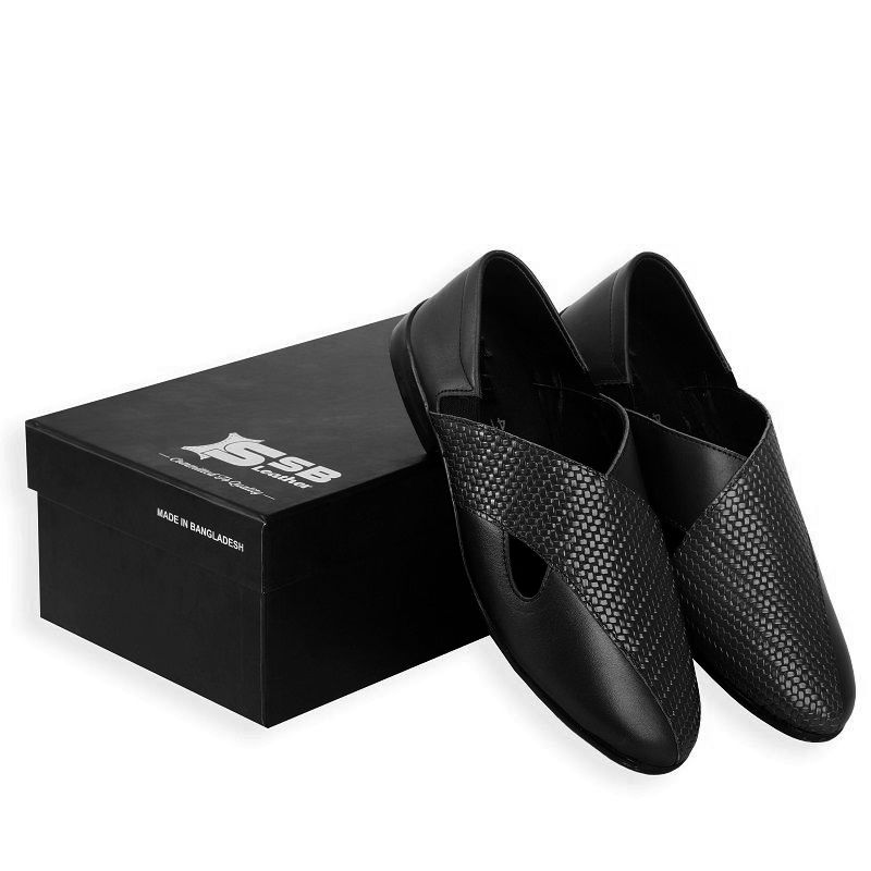 Black Handcrafted Slip-On Shoes SB-S168