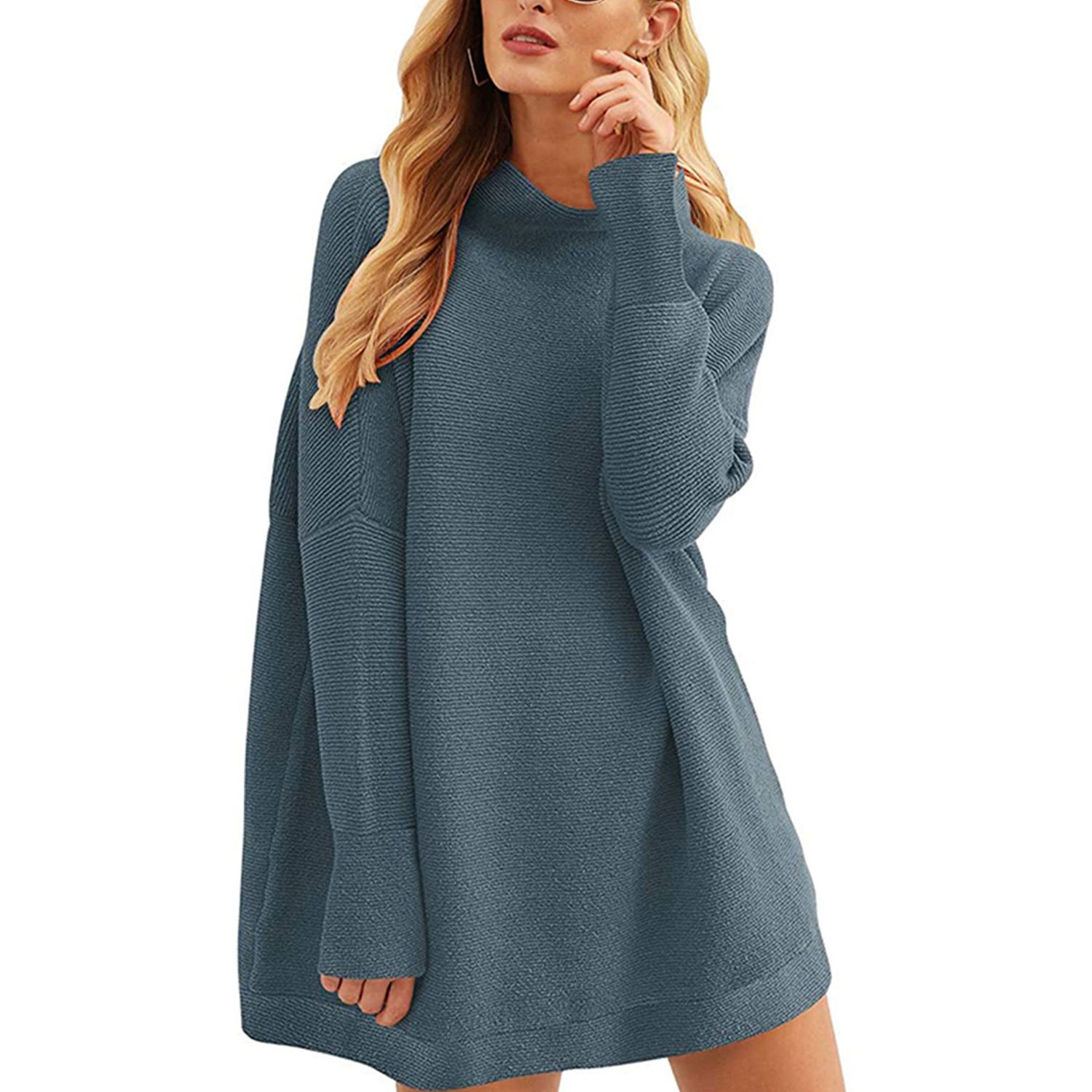 Women’s Casual Long-sleeved Loose Sweater Autumn Solid Color High Collar Pullover Knitwear
