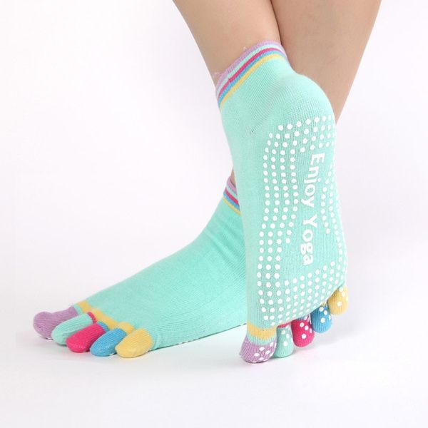 A Pair Multicolor Ladies Yoga Socks Non-slip Rubber Fitness Warm Socks Fitness Dance Exercise "barefoot Feeling"