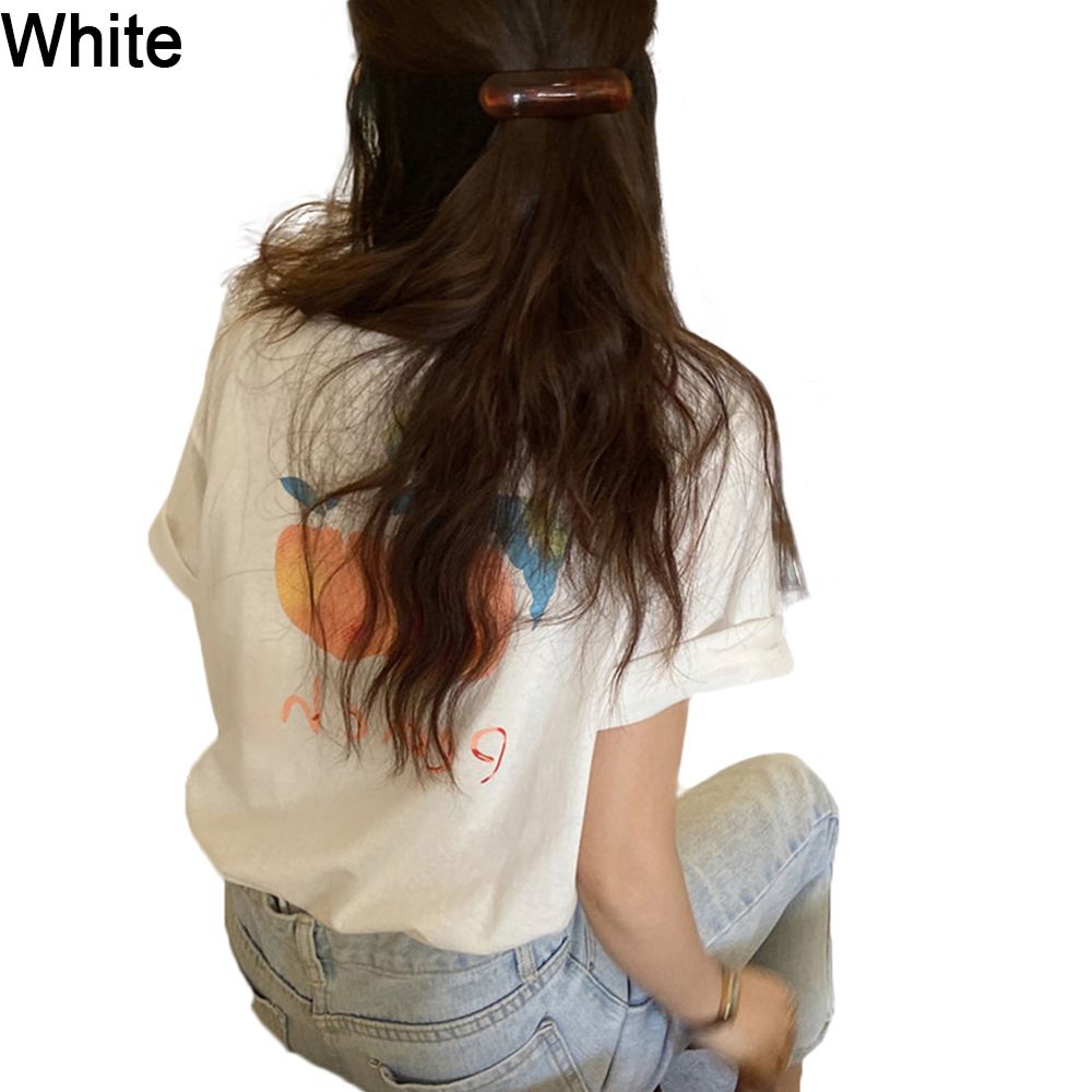 Women Summer O Neck Fruit Print Cotton Short Sleeves T-shirt