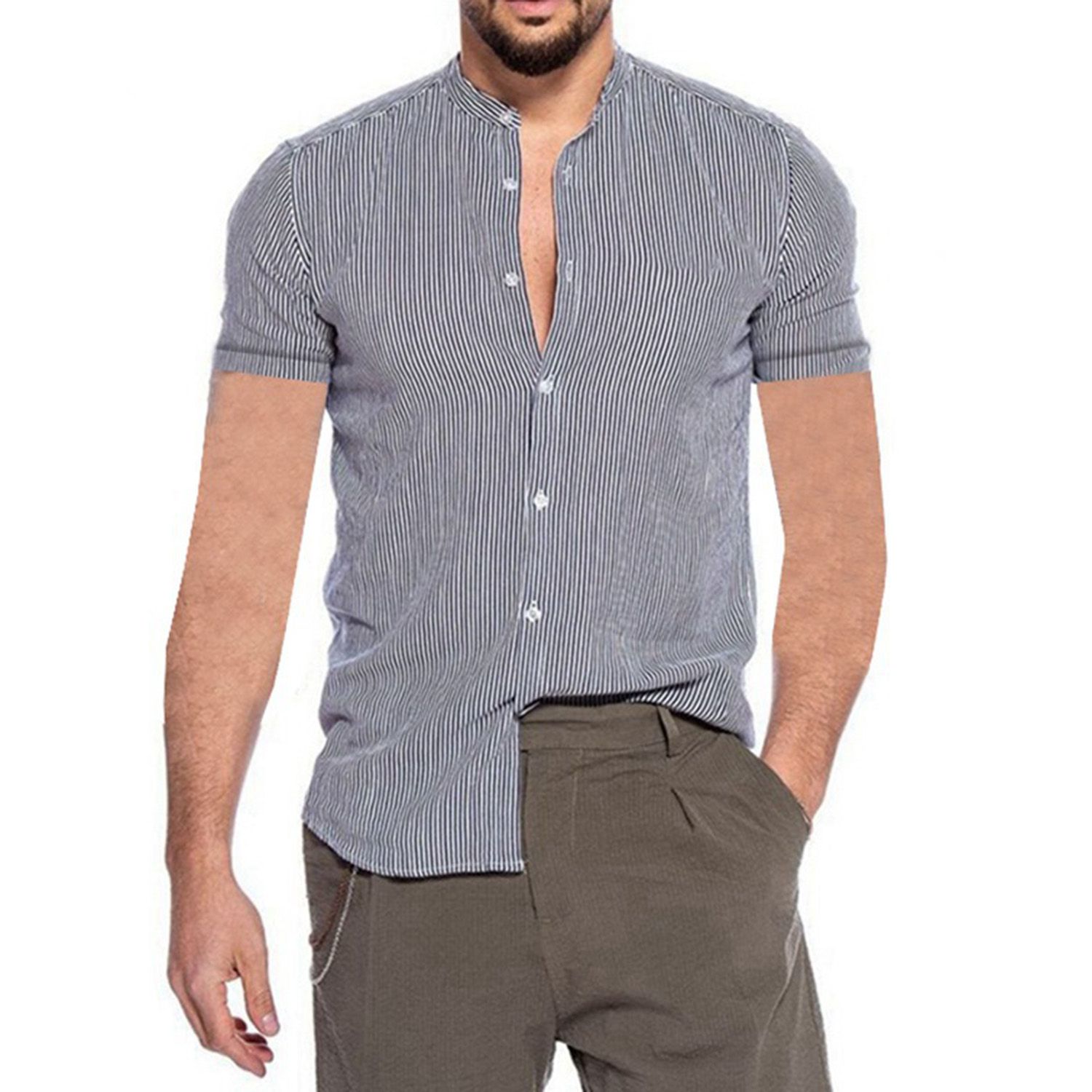 Men Floral Printed Short Sleeve Turn-down Collar Buttons Hawaiian Shirt Beachwear for Party
