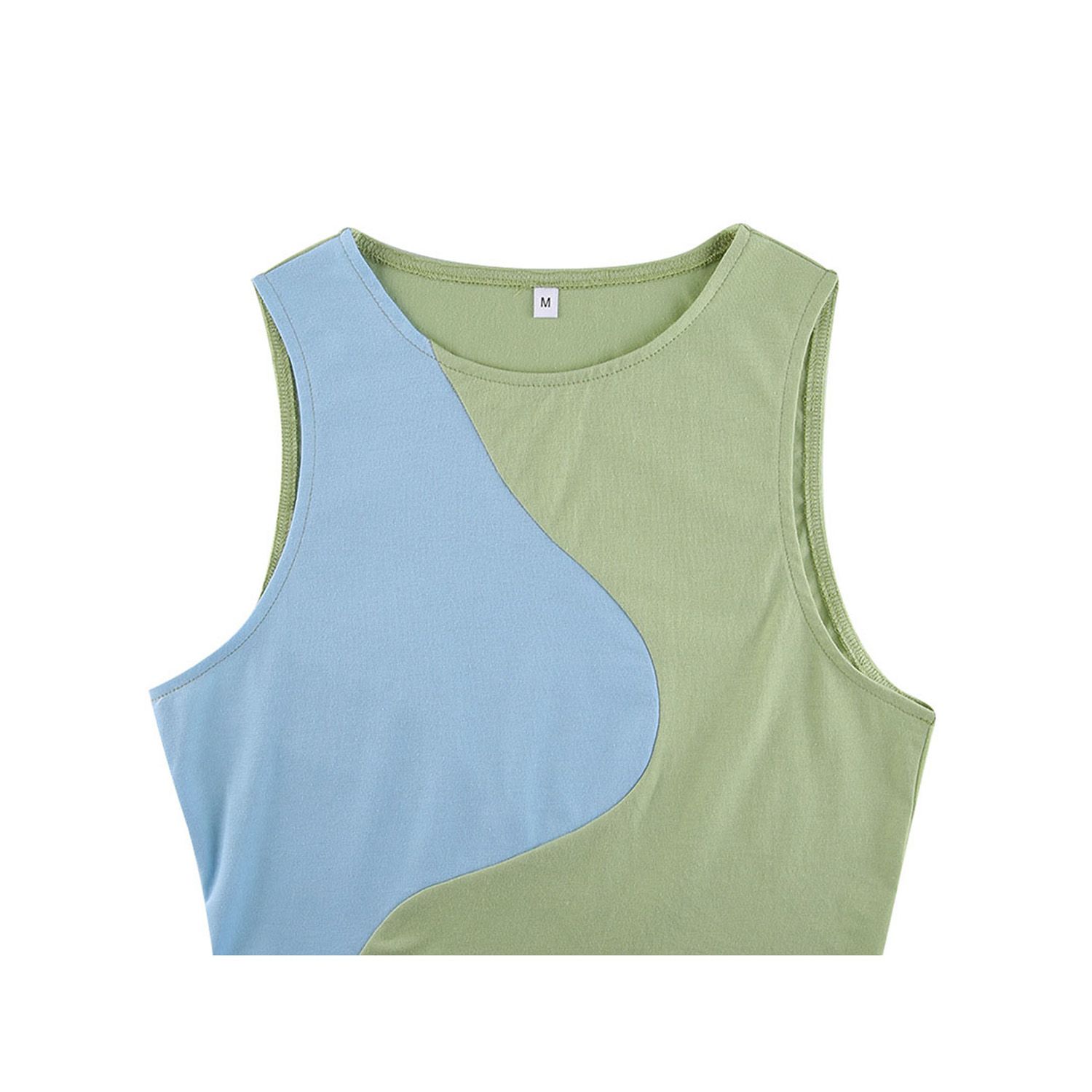 Women's Color Block Tank Tops,  Sleeveless Crew Neck Patchwork Slim Fit Crop Tops