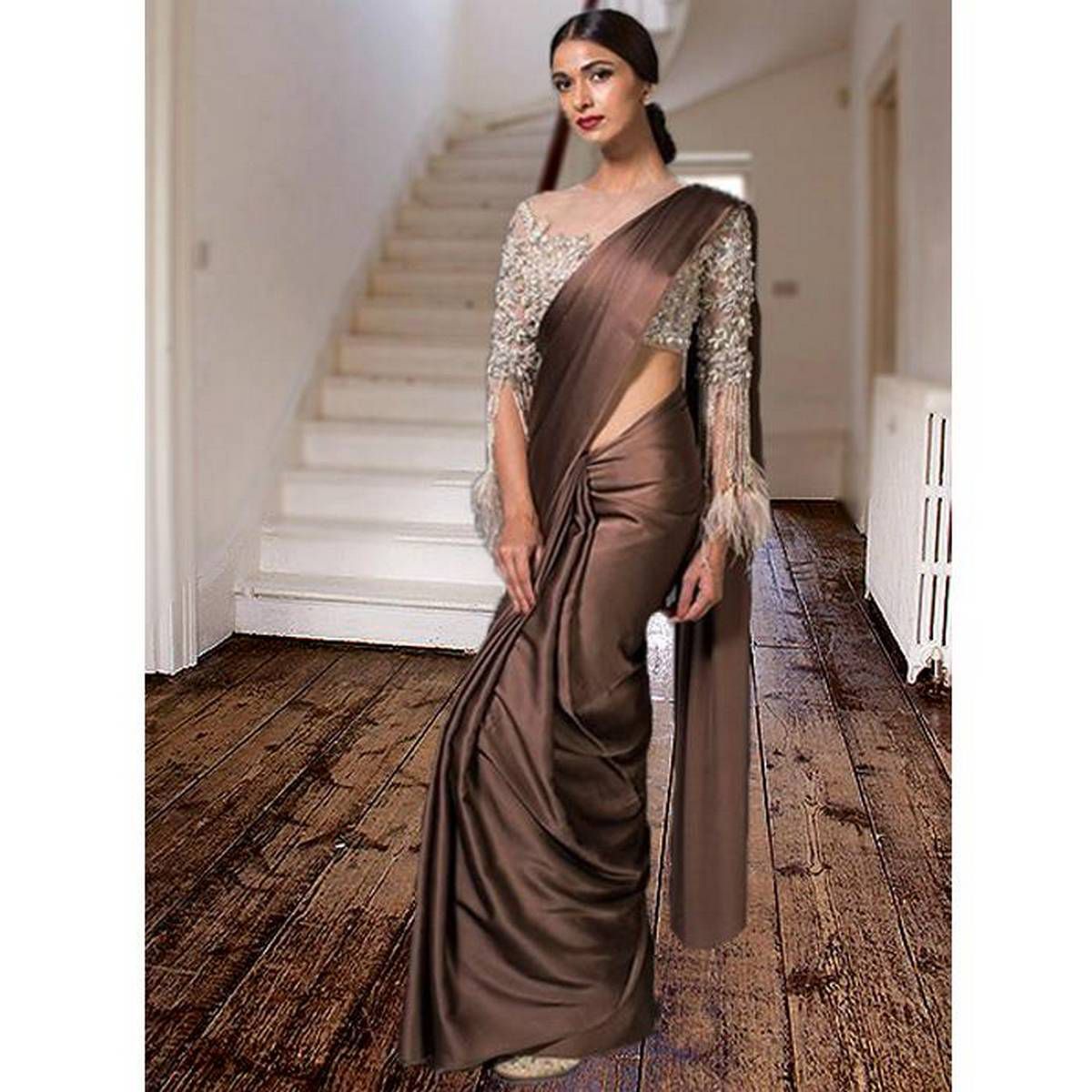 Japani Silk Saree for Women - Coffee - Sari - Sari