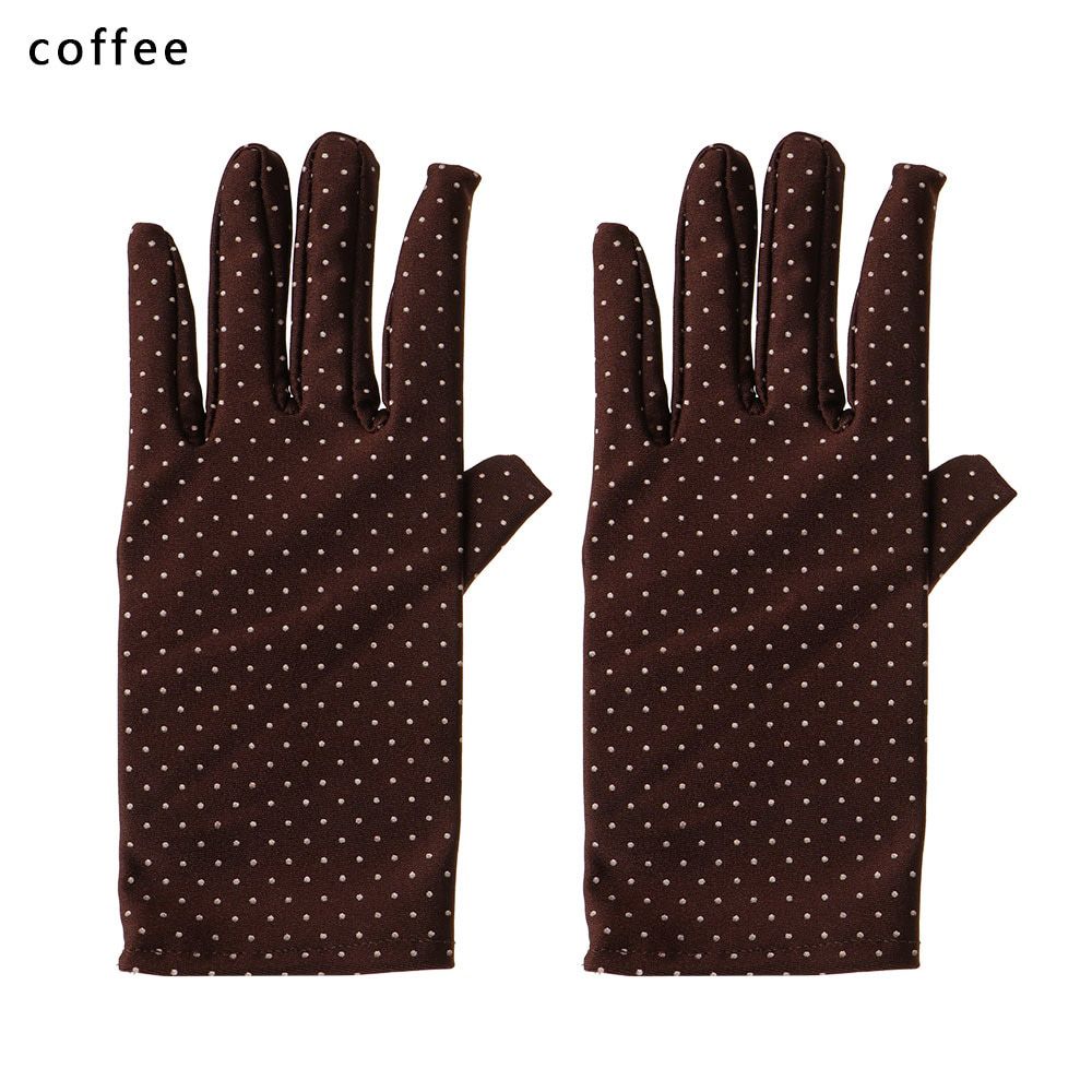 Summer Fashion Sun Protection Gloves Dot Elastic Wrist Mittens Full Lady Finger Mittens Soft Women's Drive Gloves