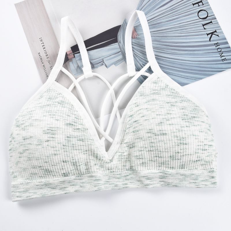 Bra for girls Seamless Color Cotton Wrapped Chest Cross Straps Detachable Chest Pad No Steel Ring Bra