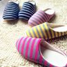 Women\'s Men\'s Winter Striped Warm Soft Anti-Slip Indoor Shoes Home Slippers