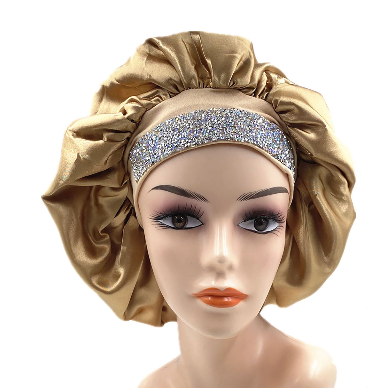 Bath Bonnet Fine Workmanship Luxury Rhinestone Women Hat Silk Bonnet
