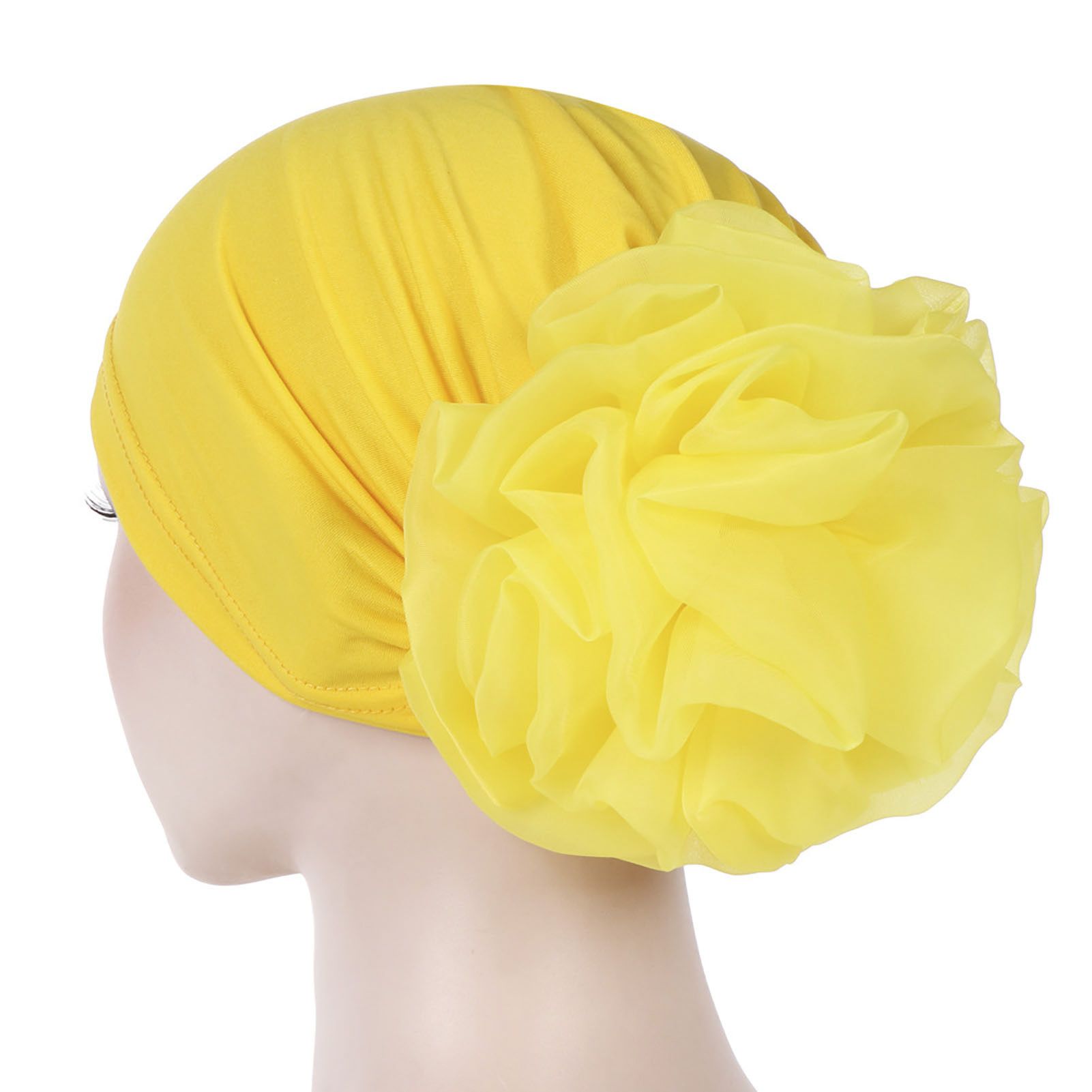 Bonnet Hat Soft Texture Flower Stretchy Beanie Turban
