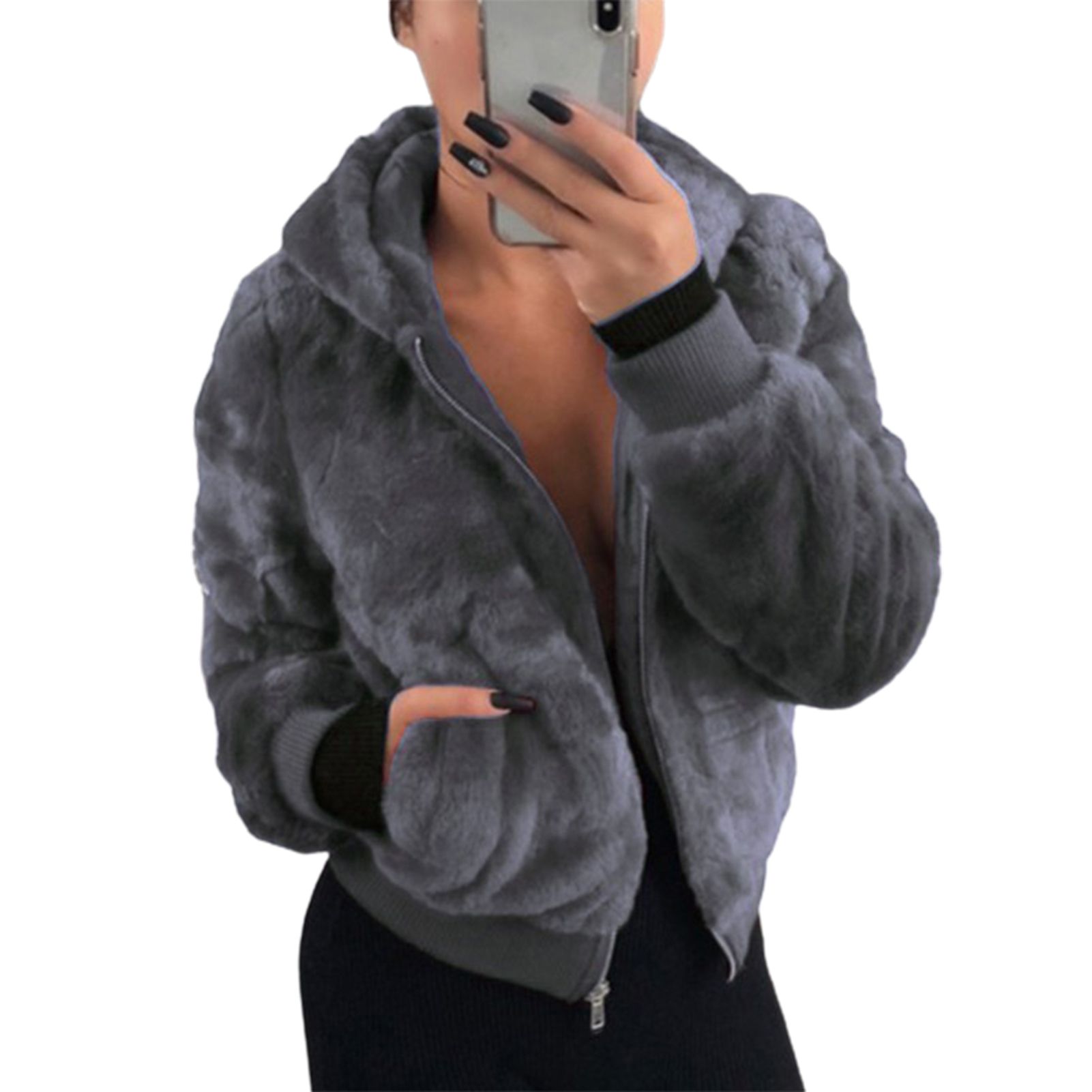 Fluffy Jacket Short Type Women Fleece Coat