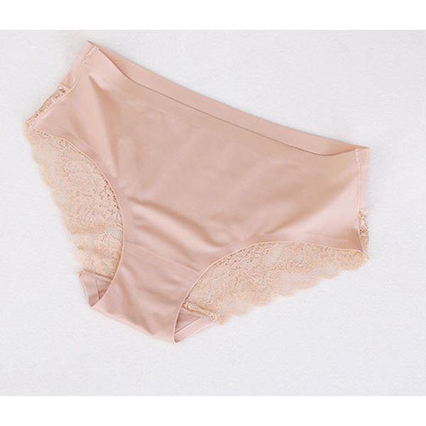 Breathable Women Lace Trim Panties, Ladies Fashionable Flower Embroidery Splicing Style Briefs