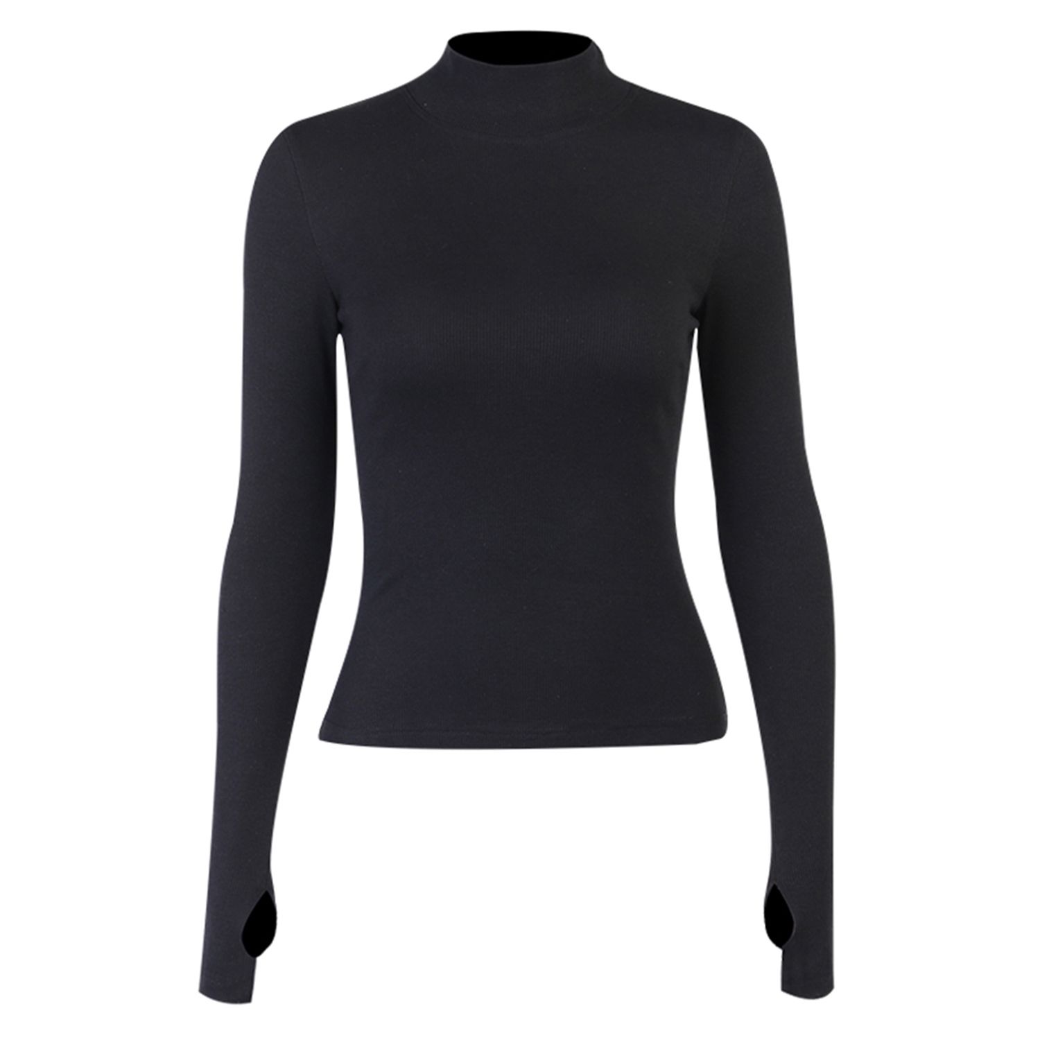 Women Mock Neck Knit Top, Casual Long Sleeve Solid Color Tee Shirt Basic Slim Fit Blouse