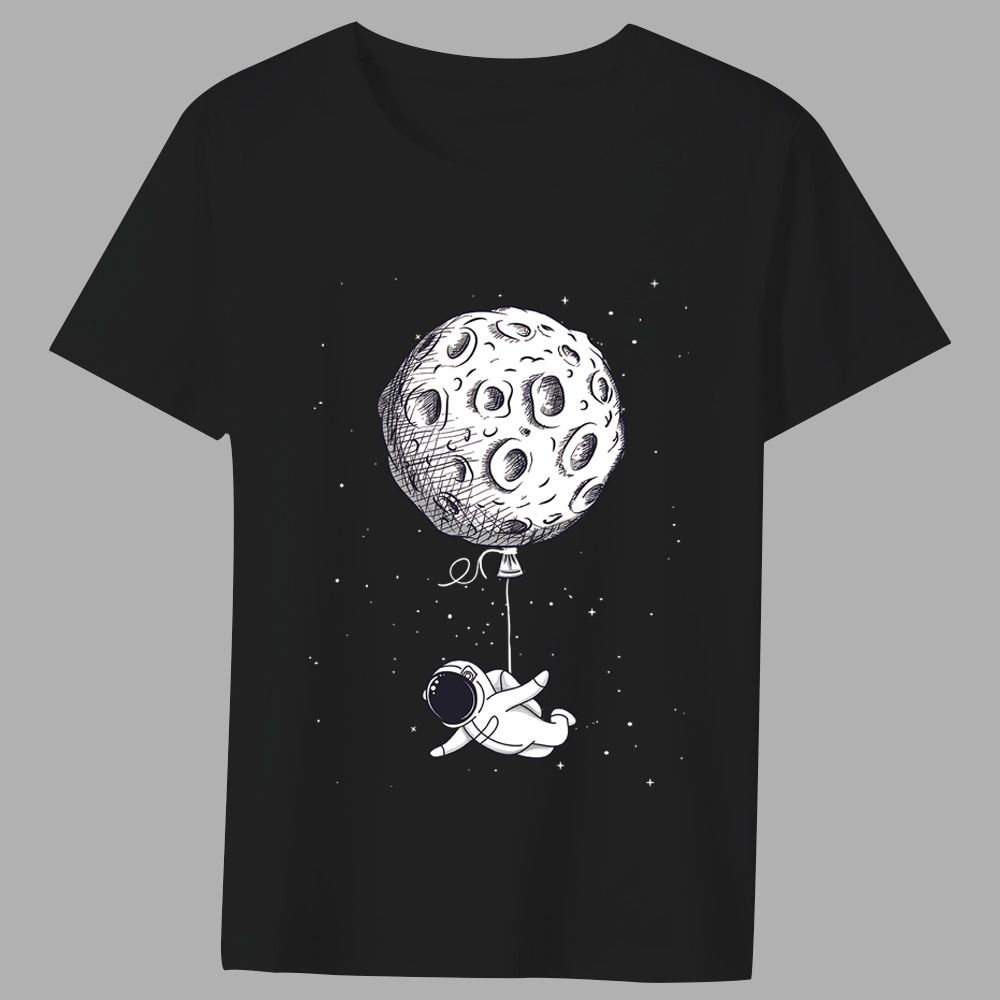 Fashion T-shirt Men's Classic Little Astronaut Printed Pattern Series All-match Casual O-neck Commuter Comfortable Top T-shirt