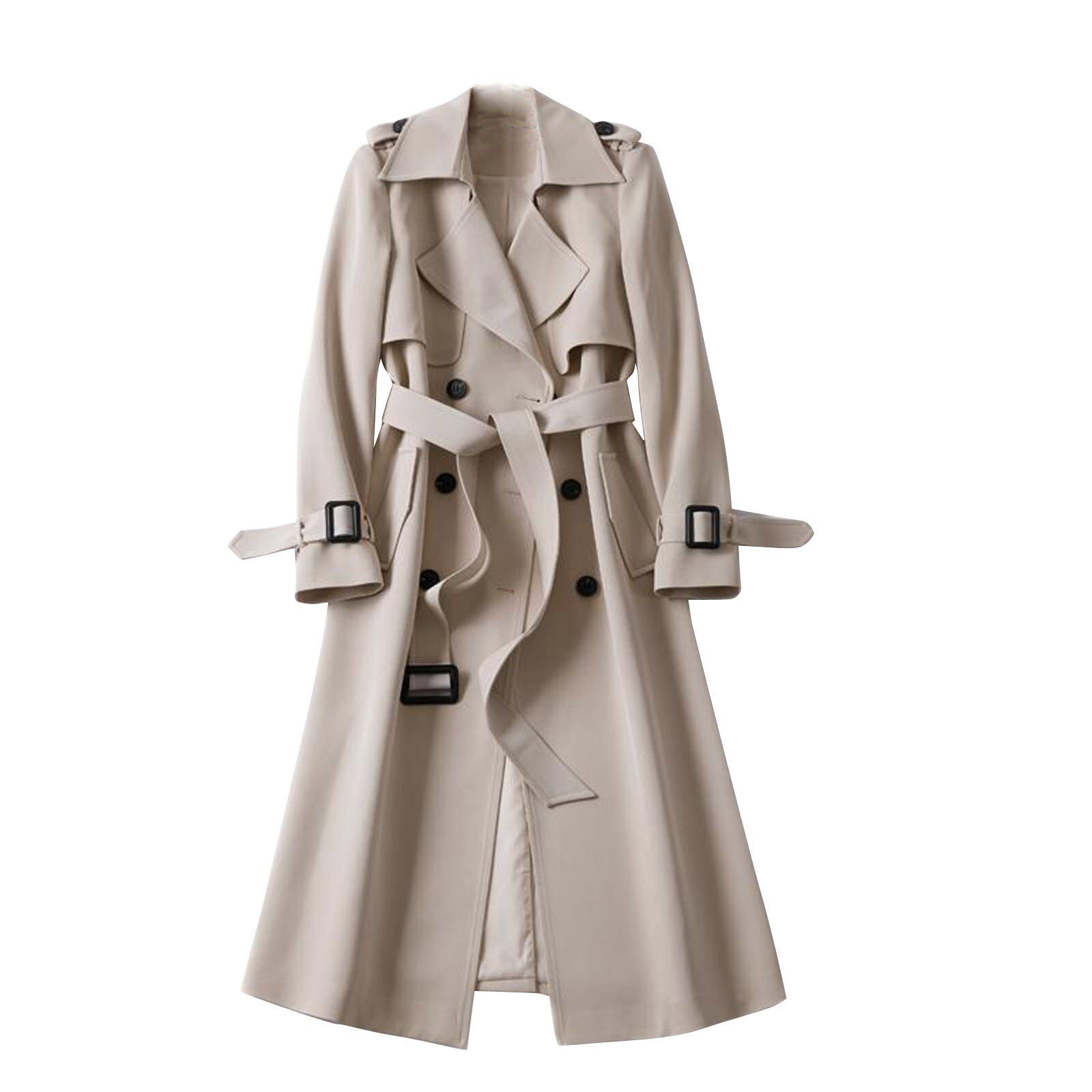 New Double ed Trench Winter Long Coat Women Turn-down Collar Coats Stylish Sashes Oversized Female Windbreaker 3xl