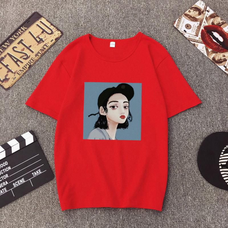 Korean Fashion Short-Sleeved Female Xia Han Edition Student Ulzzang Tide Brand Women's Loose Retro Port Taste Women's T-Shirt Girl