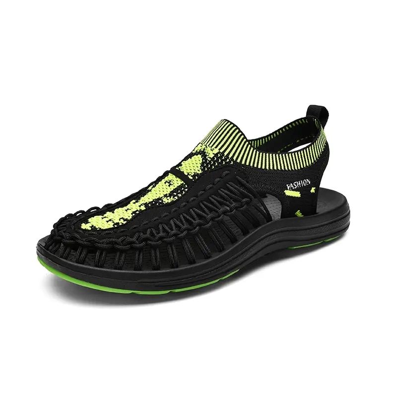 Men's Summer Hand Woven Hollow Soft Bottom Anti Slip Sandals Comfortable And Breathable Casual Shoes Beach Sandals
