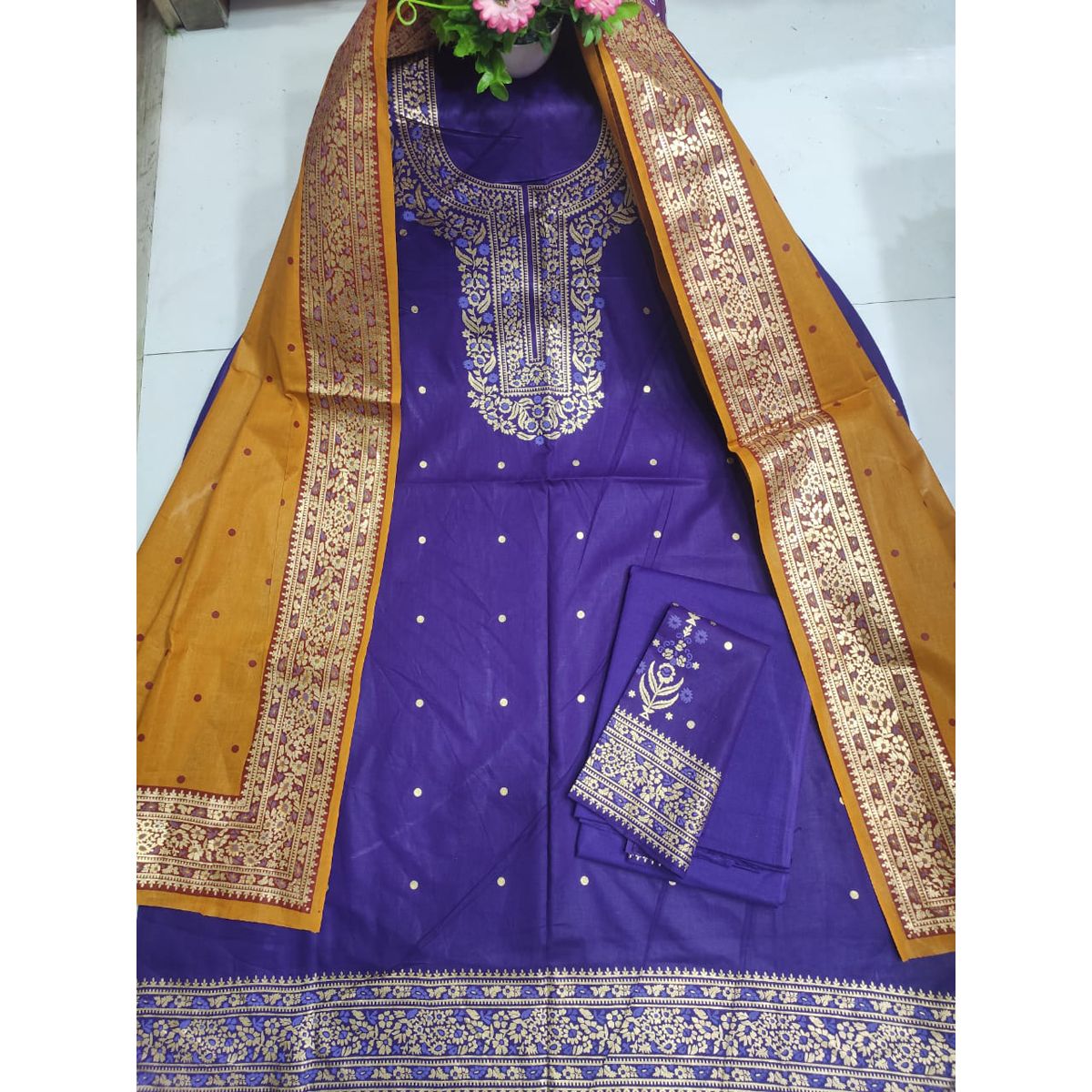 Milon Purnima Cotton Skin Print Unstitched Three Piece Dresses (3 Piece)