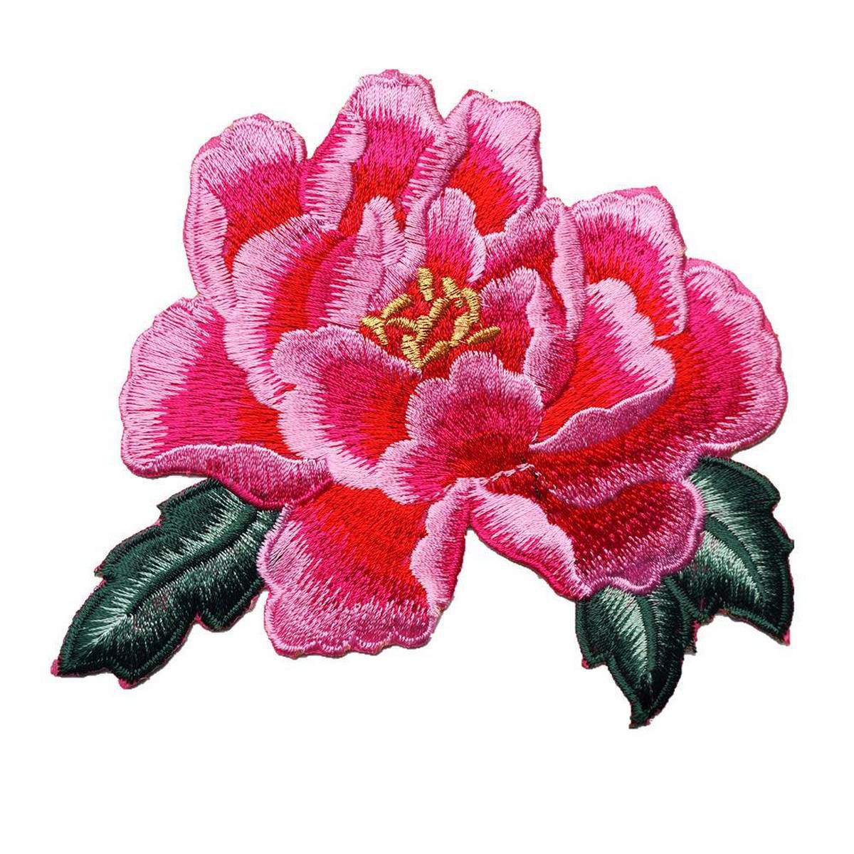 【ALLGOOD】14CM Red Peony Flower Sew Iron On Patches Embroidered Badges For Dress Clothes DIY Wedding Appliques Decoration Pink Blue Purple Yellow