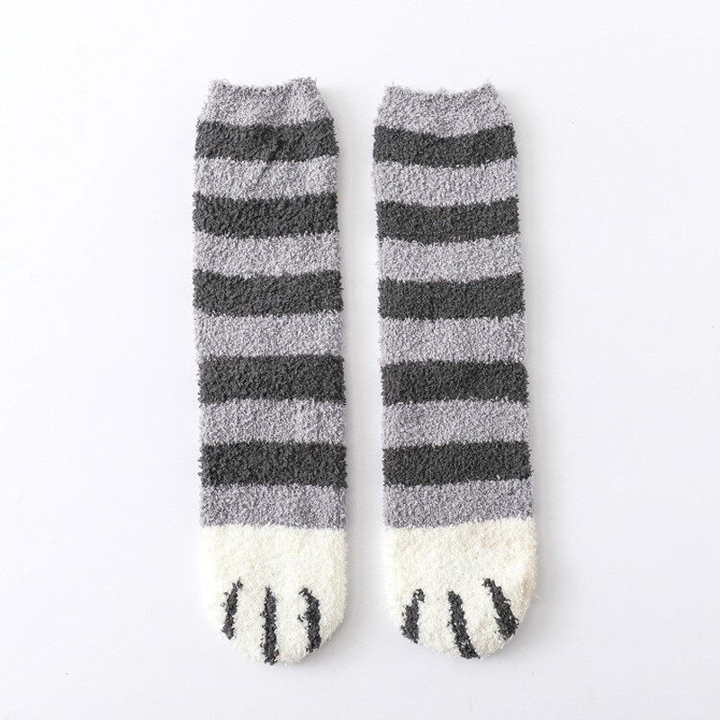 RHS Online Women Girls Coral Velvet Sock Cat Claw Winter Warm Thick Cozy Stocking Socks