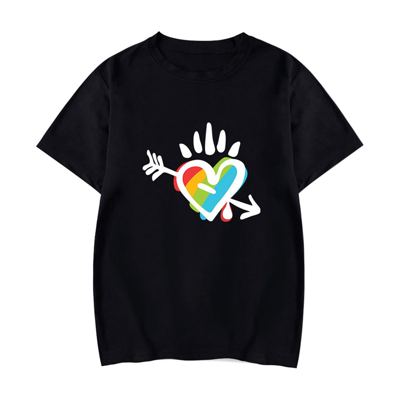 Women T-shirt Heart Print Casual Summer Blouse